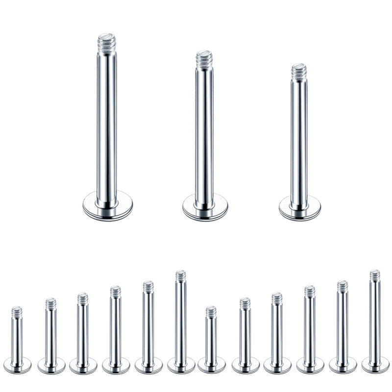 16G 18G Titanium Externally Threaded Replacement Bar | Flat Back Labret Post for Lip & Cartilage