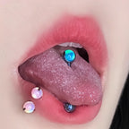 F136 Titanium Nebula Opal Tongue Ring - Internally Threaded Straight Barbell