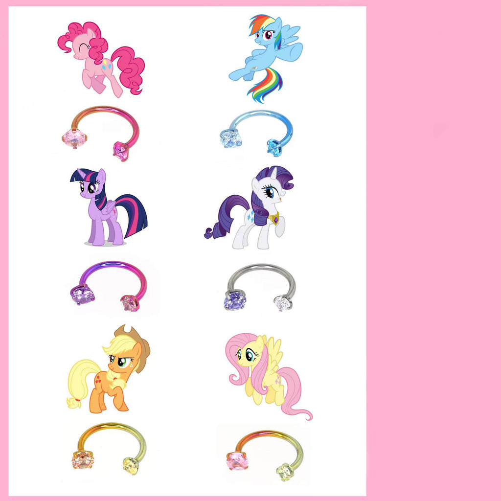 MLP Pastel Titanium Asymmetrical Zirconia Horseshoe Cartilage｜Septum Piercing