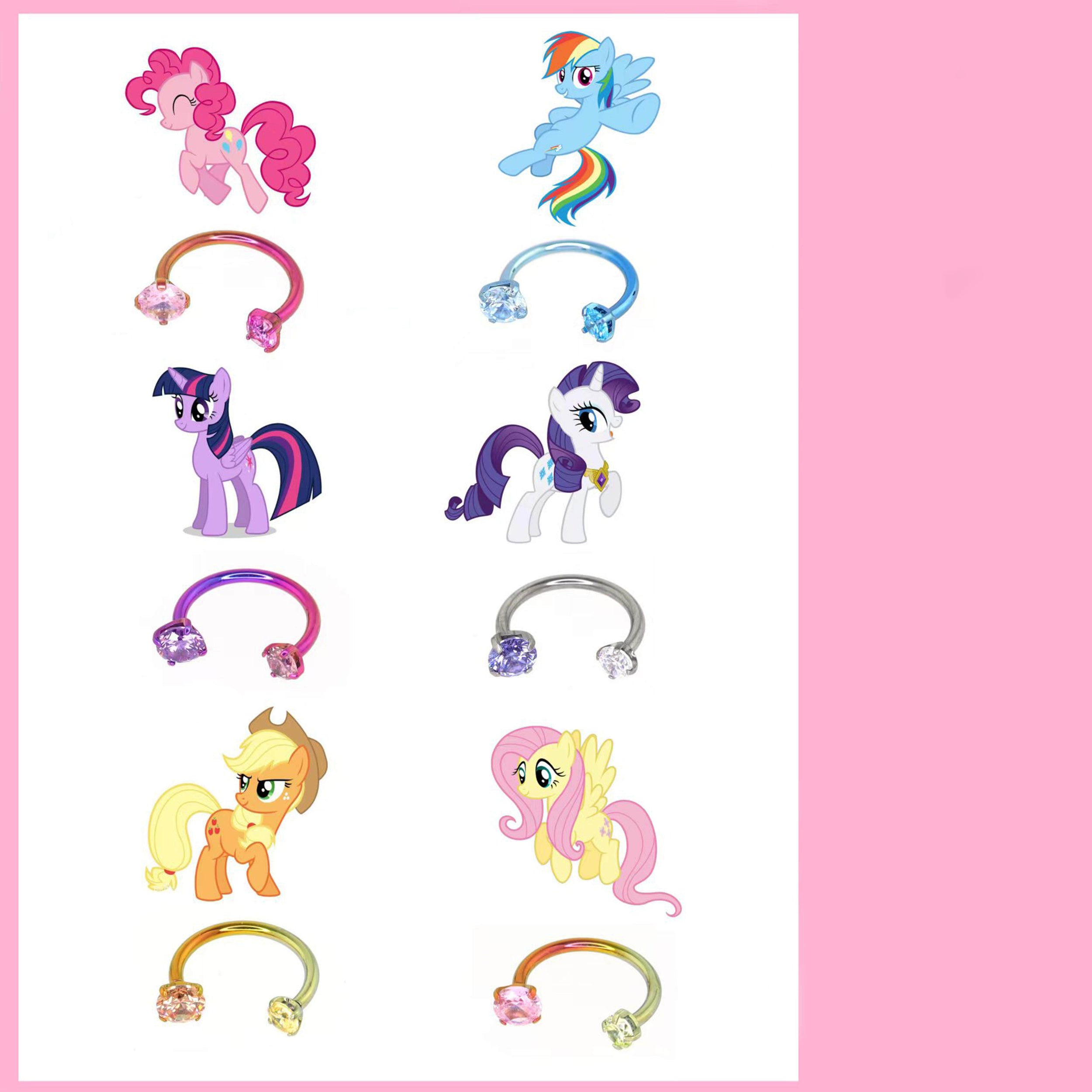 MLP Pastel Titanium Asymmetrical Zirconia Horseshoe Cartilage｜Septum Piercing