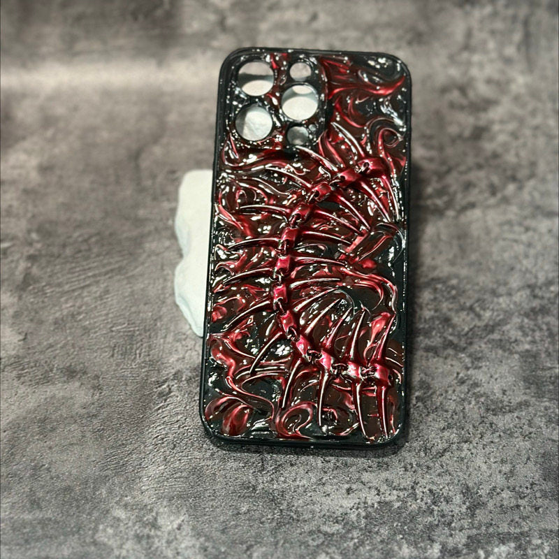 "Gothic Relics" 3D Embossed Phone Case | Bloody Cross, Fallen Angel & Spine Ribcage Art
