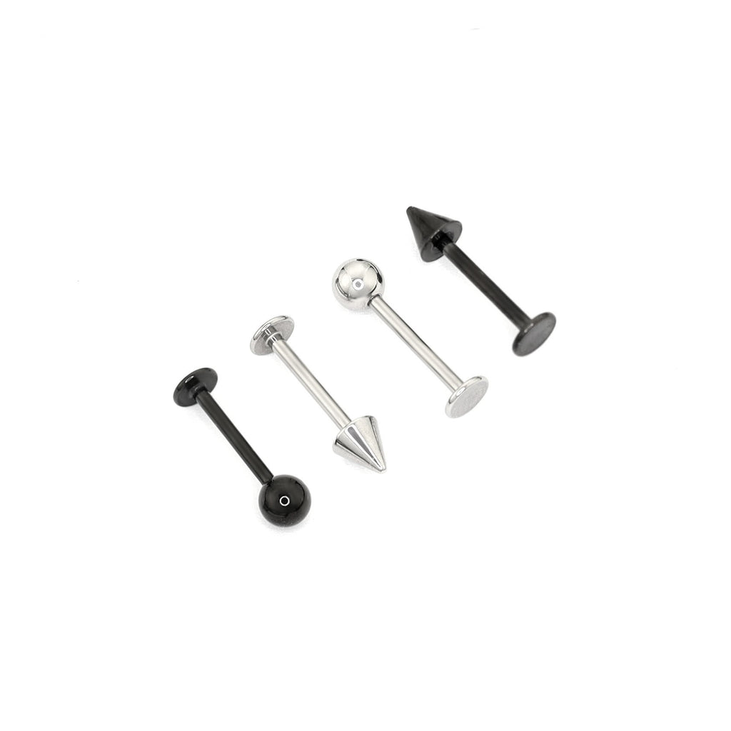 2Pcs 16G Ball & Spike Studs | Externally Threaded Surgical Steel Lip & Cartilage Piercing