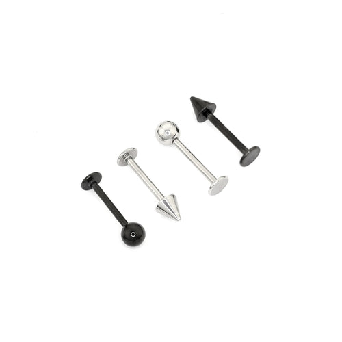 2Pcs 16G Ball & Spike Studs | Externally Threaded Surgical Steel Lip & Cartilage Piercing