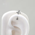 Pair of 20G CZ Cross Magic Wand Studs | Surgical Steel Thin Bar Earrings