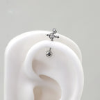 Pair of 20G CZ Cross Magic Wand Studs | Surgical Steel Thin Bar Earrings