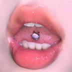 Niche Cat-Eye Stone Tongue Ring - Drink-Safe Alt-Girl Barbell