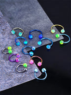 ASTM F136 Titanium Aurora Jelly Opal Circular Barbell - Internally Threaded Septum &Cartilage& Lip Ring
