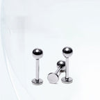 18G 16G 14G Implant Grade Titanium Flat Back Stud | High Polish Internally Threaded Labret for Cartilage & Healing Piercings