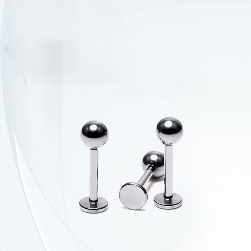 18G 16G 14G Implant Grade Titanium Flat Back Stud | High Polish Internally Threaded Labret for Cartilage & Healing Piercings