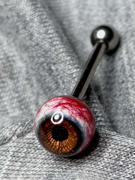 (Bloody Veined Version) Realistic Lifelike Eyeballs | Ear/Tongue/Lip Studs