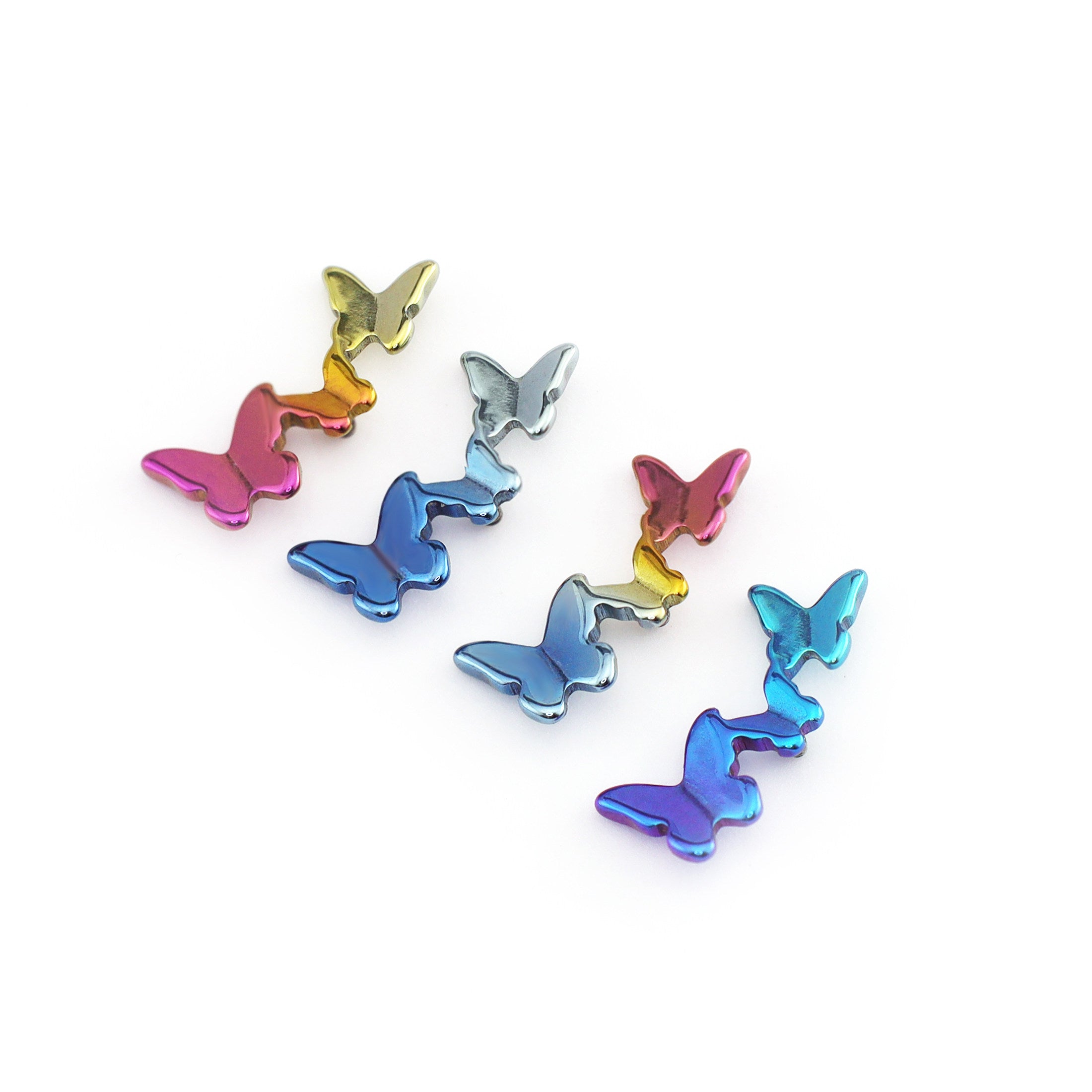 3D Butterfly Implant Grade Titanium Labret | Y2K Internally Threaded Cartilage & Lip Stud for Spicy Girls