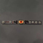 Gothic Dragon Eye Leather Bracelet - Spiked Punk Wristband - Realistic Demon Eyeball Cuff