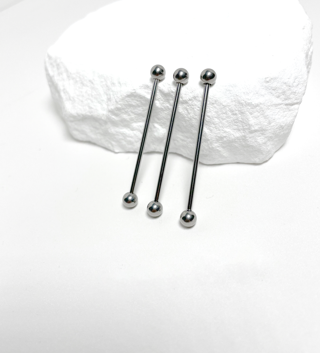 Titanium High Polish Industrial Barbell | Internal Threaded Straight Piercing