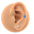 ASTM F136 Titanium Heart Opal Labret Stud - Internally Threaded Cartilage & Lip Piercing