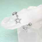 Paved CZ Star Dangle Stud | Edgy Y2K Cute Cartilage Earring
