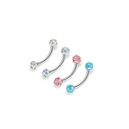 ASTM F136 Titanium Full CZ Curved Barbell - Internally Threaded Eyebrow & Rook Ring