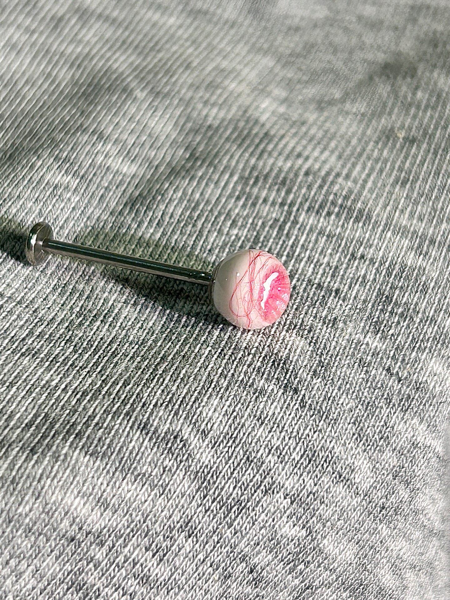 Titanium Horizontal Slit Eyeball Piercing Stud | Goat Eye Labret