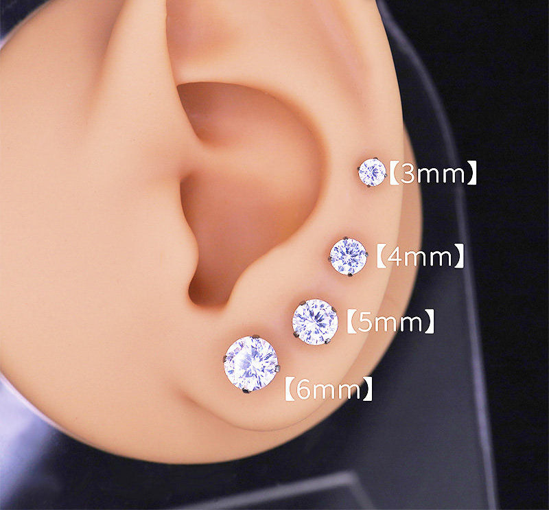 Titanium Brilliant CZ Statement Stud | Unique High-Sparkle Earring