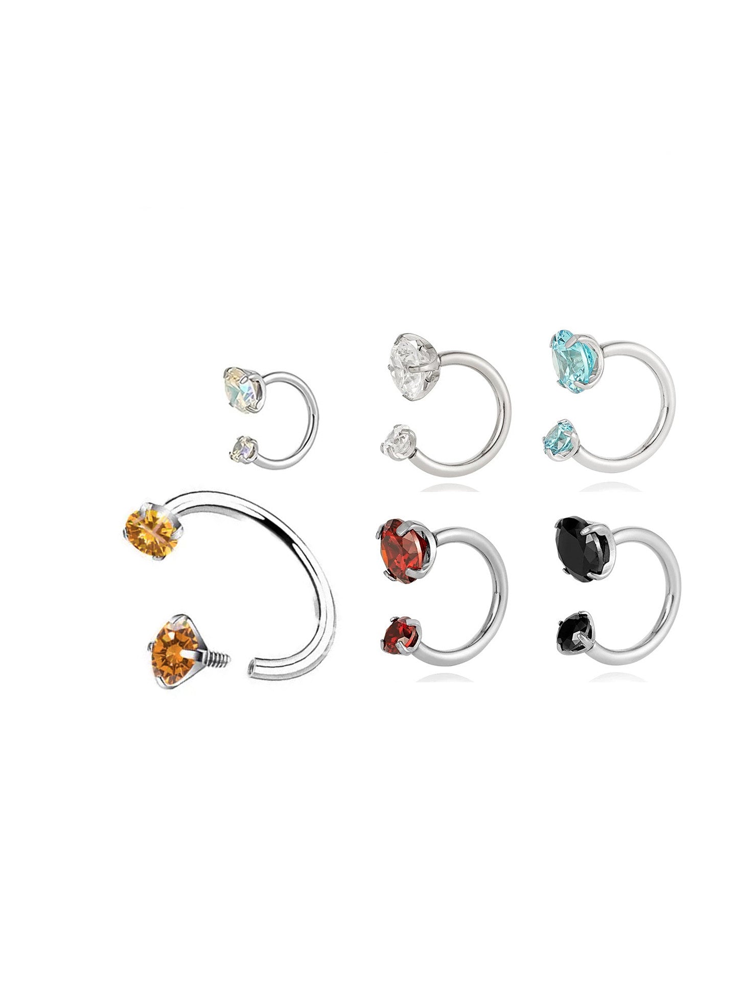 Titanium Double CZ Horseshoe Ring | Hypoallergenic Healing Cartilage Earring