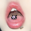 Gothic Demon Eye Tongue Ring - Externally Threaded Barbell