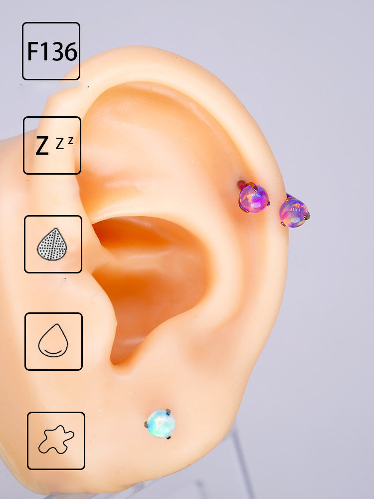 ASTM F136 Titanium Aurora Jelly Opal Circular Barbell - Internally Threaded Septum &Cartilage& Lip Ring