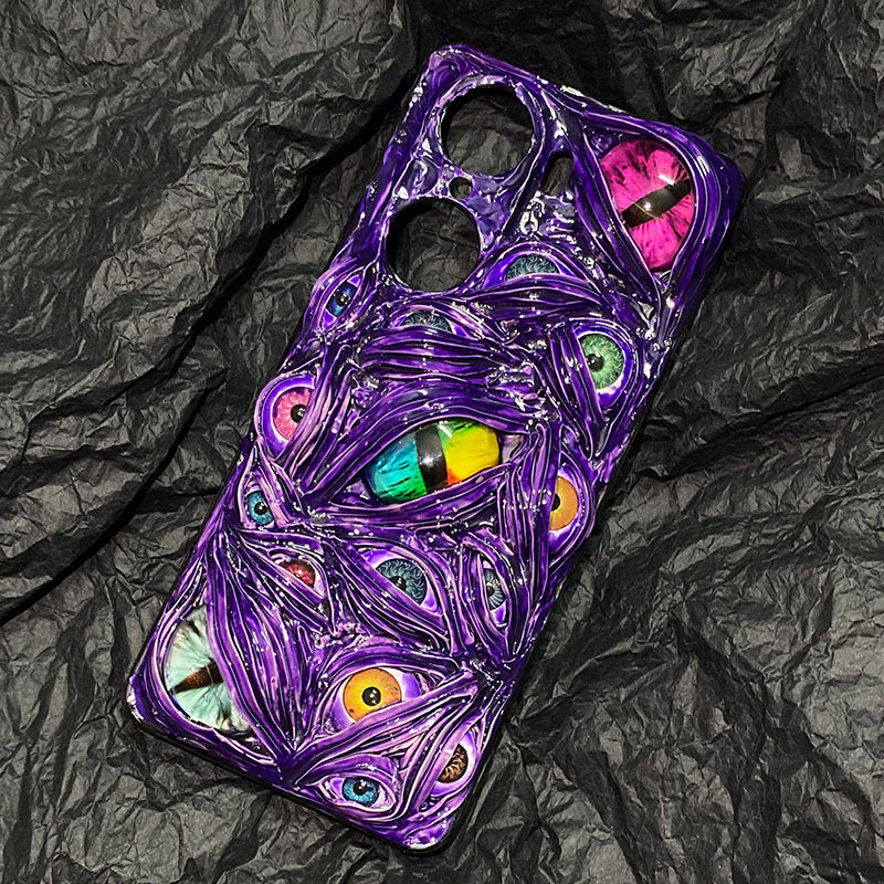 "Prismatic Void" 3D Slime Phone Case | Holographic Dragon Eye & Wet Texture Art