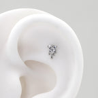 Liquid Metal CZ Heart Stud - Dainty Molten Cartilage Earring