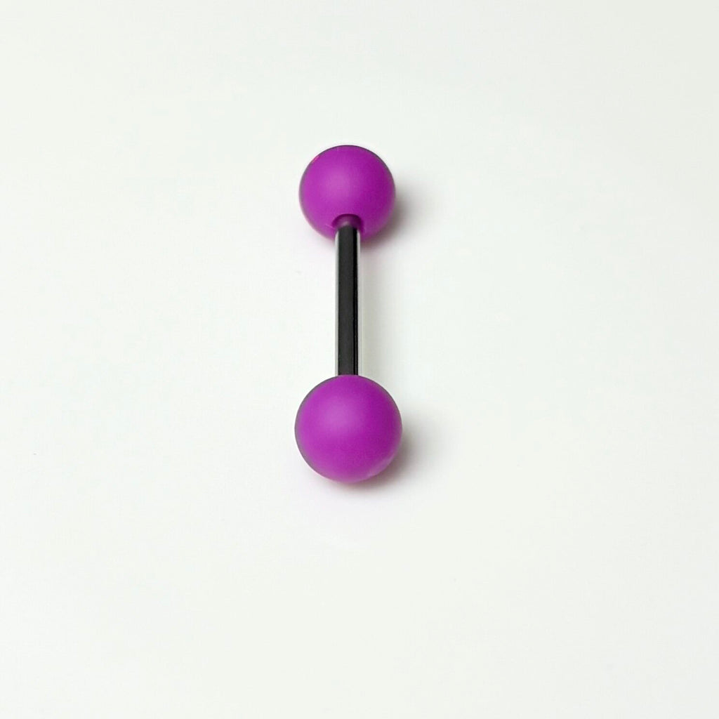 14G Neon Green Frosted Acrylic Tongue Ring | Surgical Steel Barbell | Edgy Cyber Y2K Piercing