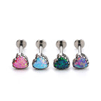 ASTM F136 Titanium Heart Opal Labret Stud - Internally Threaded Cartilage & Lip Piercing