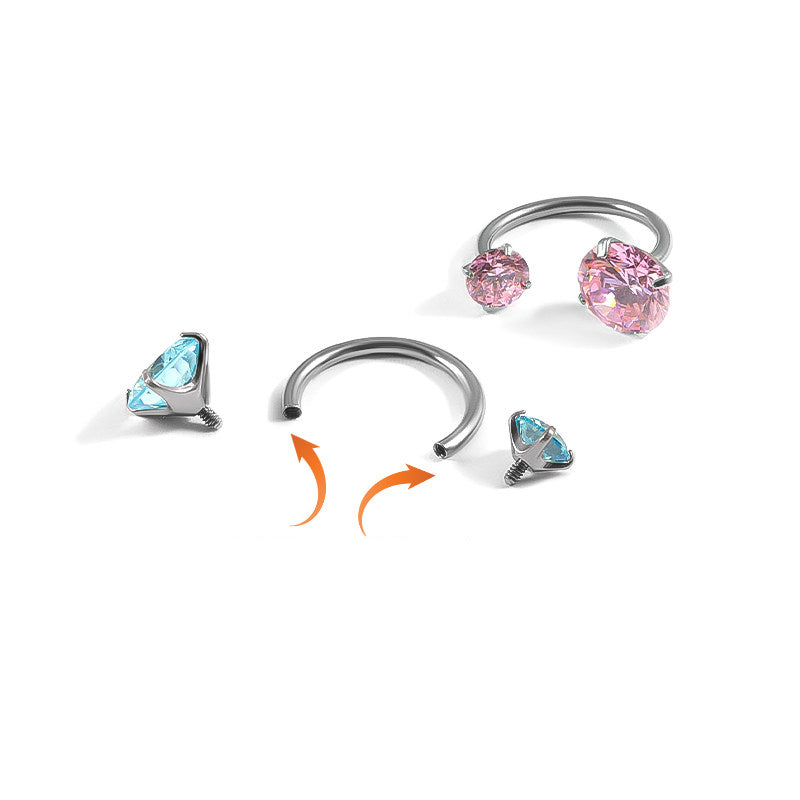 Titanium Double CZ Horseshoe Ring | Hypoallergenic Healing Cartilage Earring