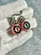 Sacred Torment | Heavy Chain Bloodshot Cross Eyeball Earrings