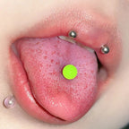14G Neon Green Frosted Acrylic Tongue Ring | Surgical Steel Barbell | Edgy Cyber Y2K Piercing