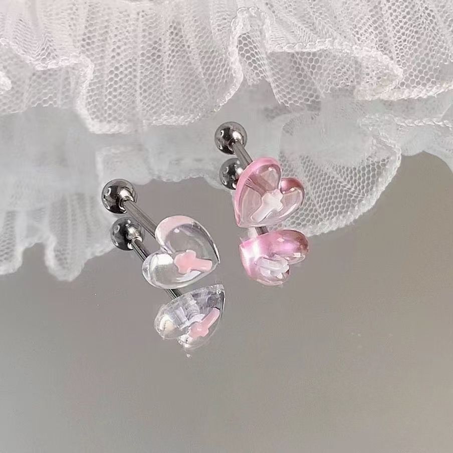 Red Heart Cross Tongue Barbell - Sweet & Edgy Style