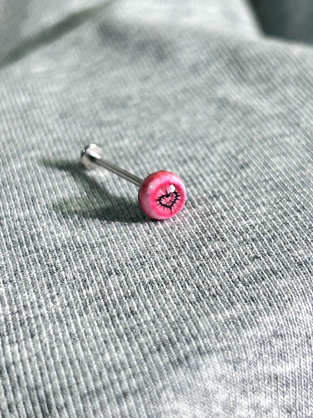 Handcrafted Titanium Spiky Heart Pupil Eyeball Stud