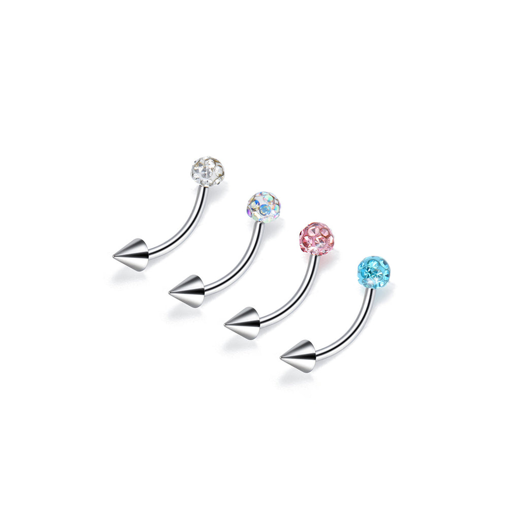 ASTM F136 Titanium Full CZ Curved Barbell - Internally Threaded Eyebrow & Rook Ring