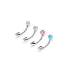ASTM F136 Titanium Full CZ Curved Barbell - Internally Threaded Eyebrow & Rook Ring