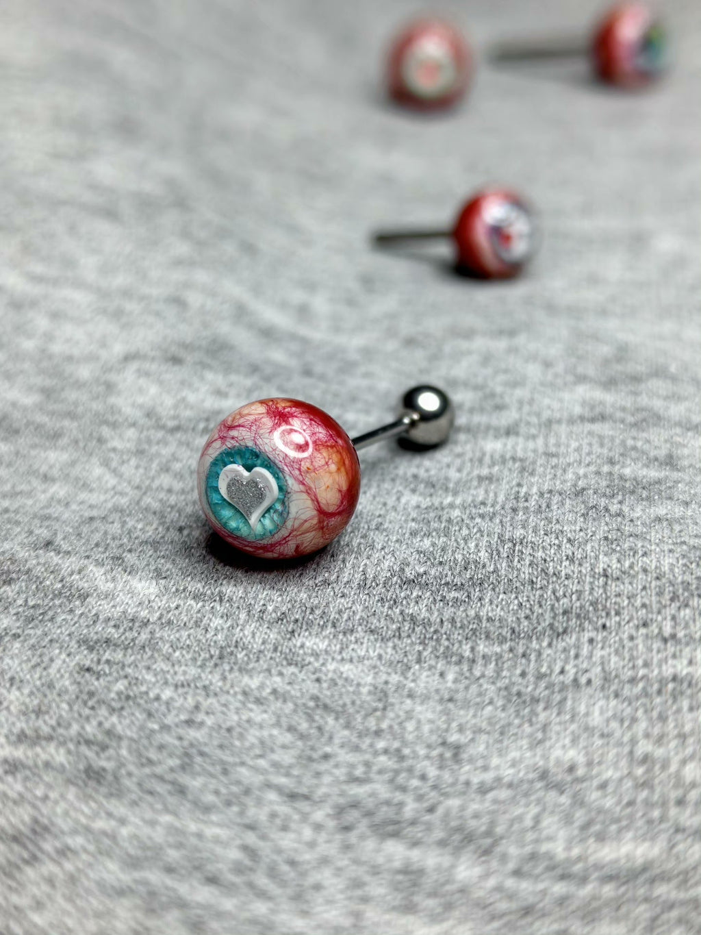 Artisan Heart-Pupil Bloodshot Eyeball | Titanium Eyeball Tongue/Ear/Lip Stud