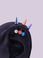 ASTM F136 Titanium Aurora Opal Spike Stud - Edgy Fairycore Cartilage Piercing