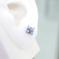 Dainty Pink & Blue Floral Opal Stud - Sweet Implant Grade Titanium Ear & Lip Piercing