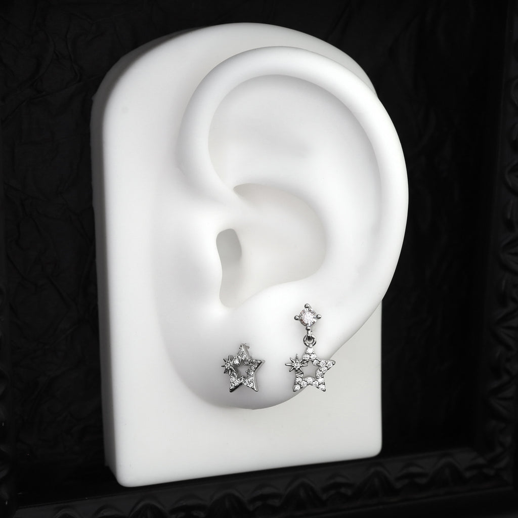Paved CZ Star Dangle Stud | Edgy Y2K Cute Cartilage Earring