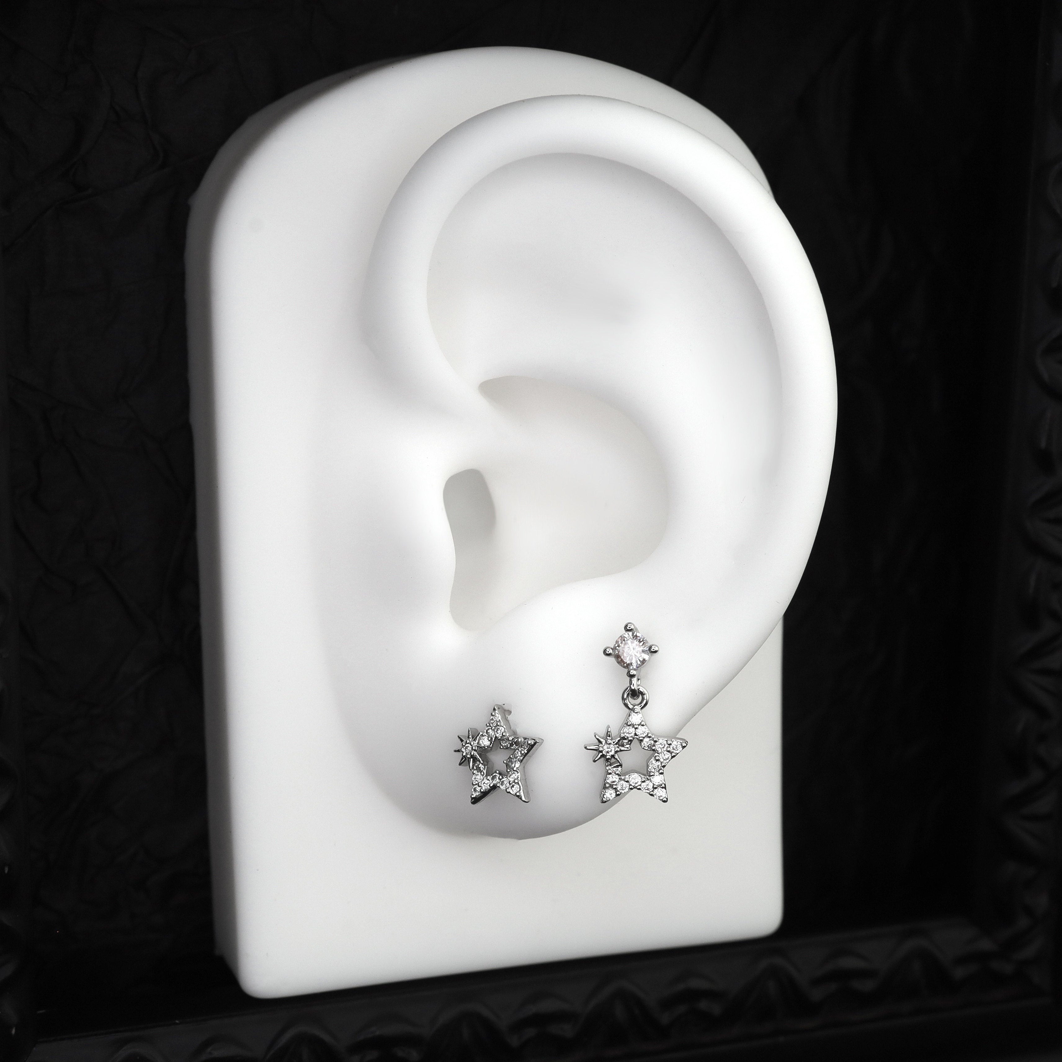 Paved CZ Star Dangle Stud | Edgy Y2K Cute Cartilage Earring