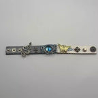 Gothic Mystic Eye Leather Bracelet - Dragon, Snake & Moth Series - Spiked Fantasy Wristband Cuff