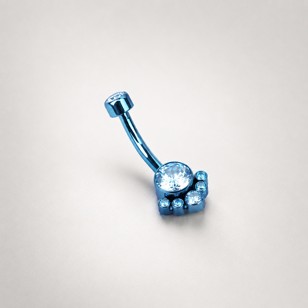 Rainbow CZ Cat Paw Titanium Navel Ring