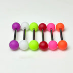 14G Neon Green Frosted Acrylic Tongue Ring | Surgical Steel Barbell | Edgy Cyber Y2K Piercing