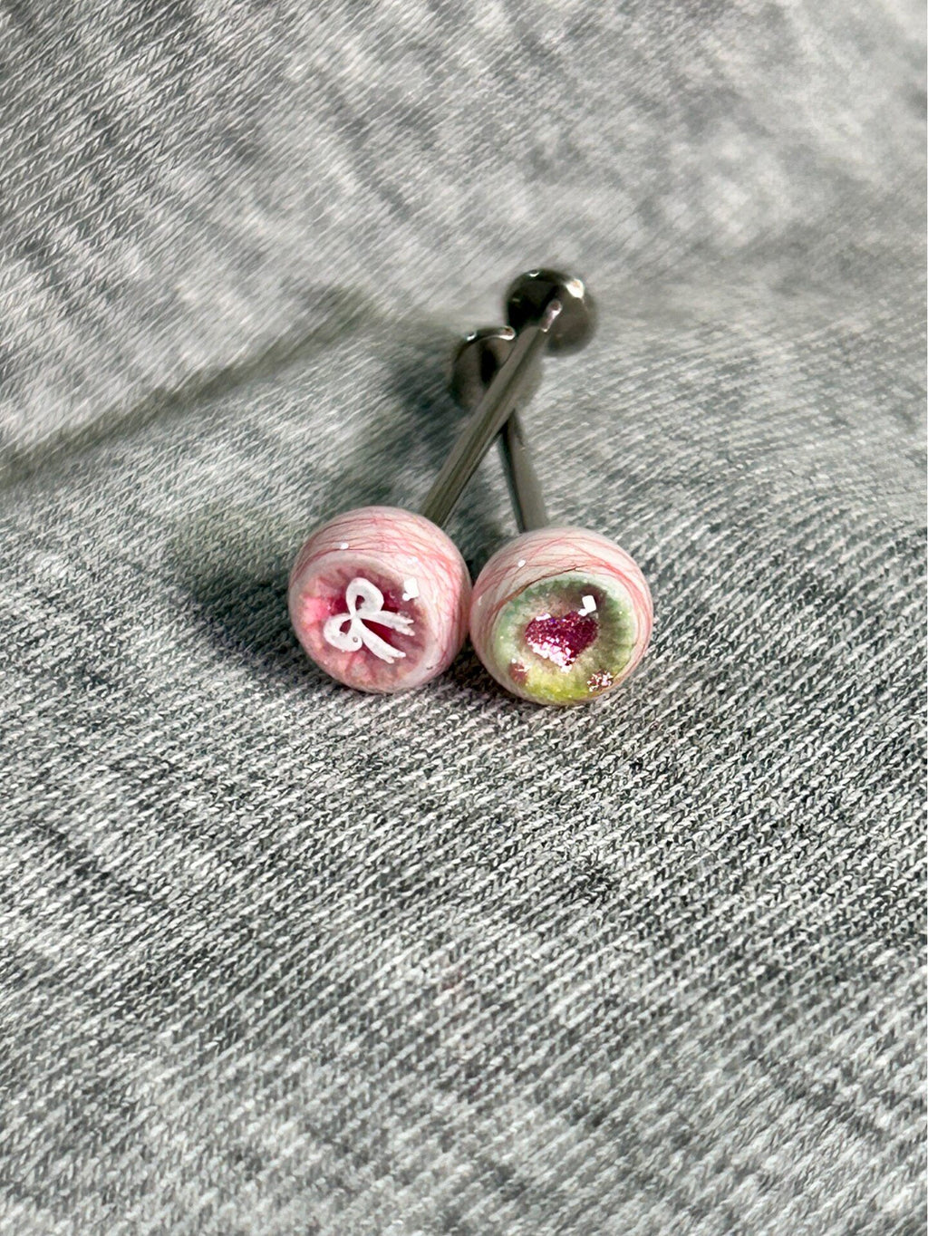 Handcrafted Titanium Dark Coquette Eyeball Piercing | Pastel Goth Labret Stud