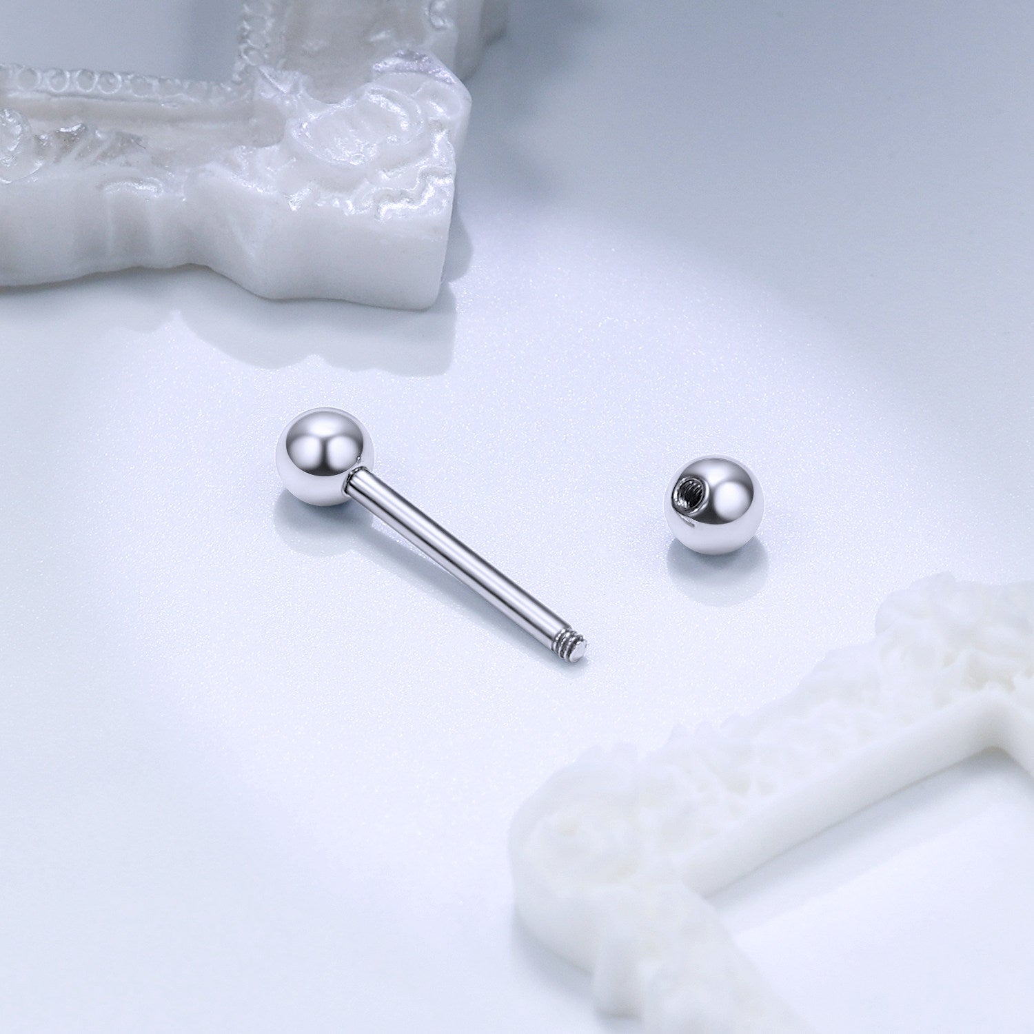Hypoallergenic Titanium Barbell - For Tongue, Nipple & Ear Piercings