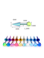 ASTM F136 Titanium Aurora Opal Spike Stud - Edgy Fairycore Cartilage Piercing