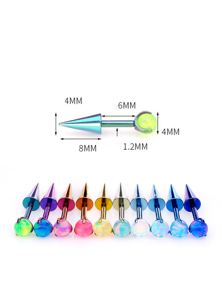 ASTM F136 Titanium Aurora Opal Spike Stud - Edgy Fairycore Cartilage Piercing