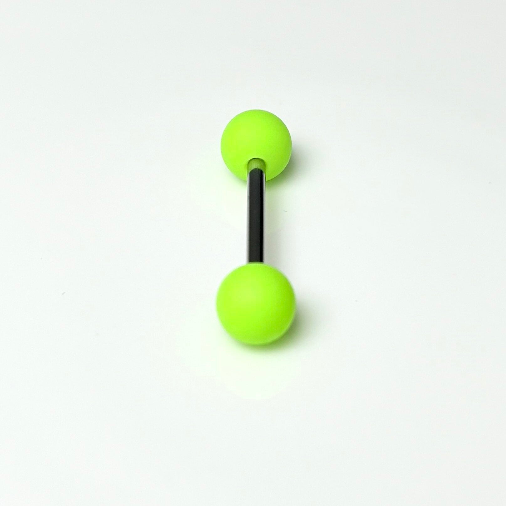 14G Neon Green Frosted Acrylic Tongue Ring | Surgical Steel Barbell | Edgy Cyber Y2K Piercing