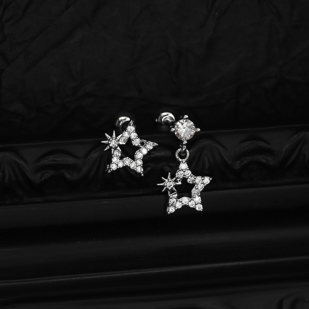 Paved CZ Star Dangle Stud | Edgy Y2K Cute Cartilage Earring